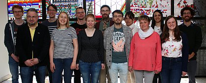 The Niedermeyer group in May 2019. f.l.t.r. Markus Schwark, Muaaz Al-Ajlani, Timo Niedermeyer, Ronja Kossack, Dominik Wichner, Katrin Gilbert, Paul Barac, Tomasz Chilczuk, Anja Wodak, Kathrin Kunth, Chaimaa Katif, Nadja Wilkenshoff, Steffen Breinlinger